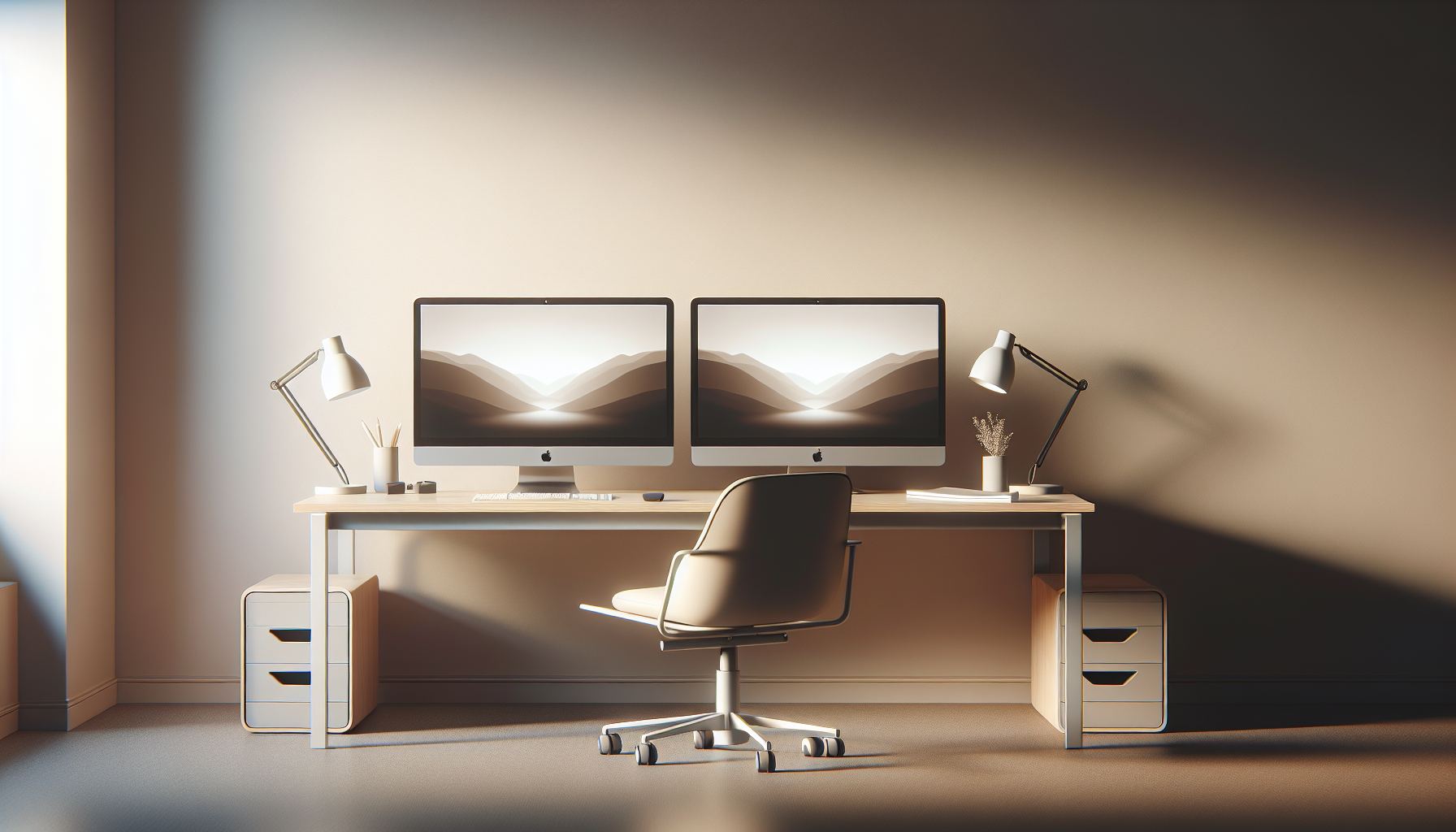 Inspiration from Minimalist Dual Monitor Workspaces