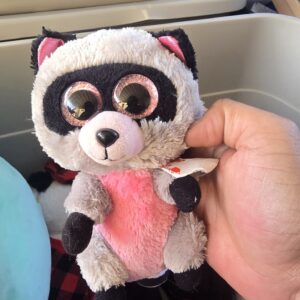 Ty Beanie Boos Roxie Raccoon Plush Gray Pink 6in Used Collectible Toy