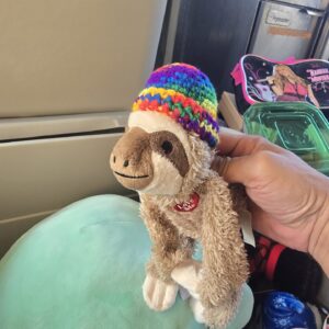 Ty Sloth Plush Toy Rainbow Beanie Hat 6-8" Brown Cream Used Collectible