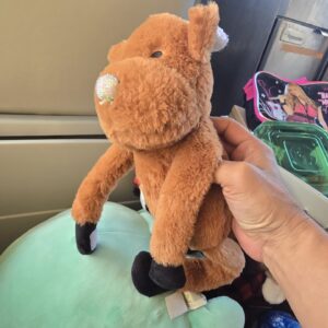 Stuffed Reindeer Plush Toy Brown Sparkly 10-14in Holiday Deer Used