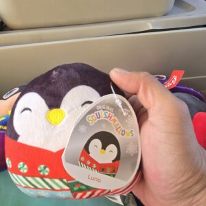 Squishmallows Luna Penguin Plush Holiday Christmas Small 8" Black Red