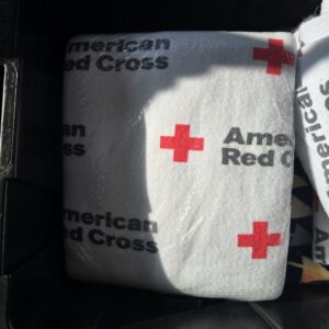American Red Cross Emergency Blanket Fleece Throw White Red Logo New Sealed