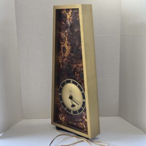 Spartus Vintage Electric Wall Clock Gold Brown Analog Retro Mid-Century Used