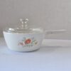 CorningWare Wildflower A-1-B 1 Qt Saucepan White Floral Glass Lid Used