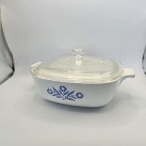 CorningWare Blue Cornflower Casserole Dish 1.5-2 Qt with Glass Lid Used