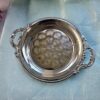 Vintage Silver-Plated Round Serving Tray 12-14in Ornate Handles Used