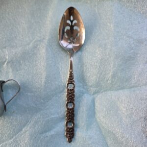 Vintage Silver Pierced Serving Spoon Ornate Grape Handle 8–9" Used
