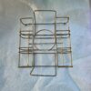 Vintage Metal Wire Bottle Carrier Rack Brass Tone Holds 4 Bottles Used Decor