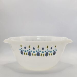 Pyrex Spring Blossom Blue Cinderella Mixing Bowl 1.5 Qt Opal Glass Used
