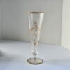 Vintage Gold Etched Champagne Glass Trumpet Flute Clear Mid-Century Used