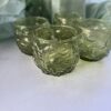 Set of 4 Olive Green Textured Tumblers Vintage Style Glasses Used 3.5" Drinkware