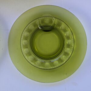 Vintage Green Depression Glass Divided Snack Plate 10" Used Dinnerware