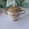 Vintage Floral Porcelain Sugar Bowl with Lid Gold Rim White Used 4–5"