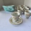 Vintage Floral China Teacups & Saucers Set 12pc Porcelain Gold Trim Used