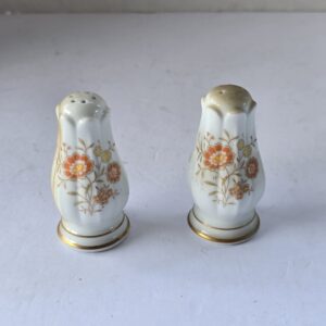 Vintage Floral Salt and Pepper Shakers Porcelain Gold Trim 3.5–4" Used Decor