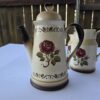 Vintage Ceramic Coffee Pot Rose Floral Design Cream 8–10" Used Mid-Century