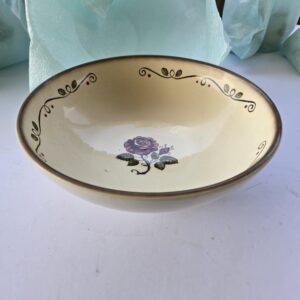 Vintage Floral Ceramic Bowl Cream Multicolor 8" Used Dinnerware Decor