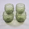 Vintage Green Pressed Glass Tumblers Set of 4 Textured Low Drinkware