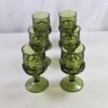 Vintage Green Pressed Glass Goblets Set of 6 Stemmed Wine Water Glasses