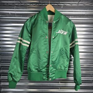 Starter New York Jets NFL Vintage Green Satin Bomber Jacket Size S