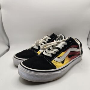Vans Old Skool Flame Black Red Skate Sneakers Men's Low Top Used