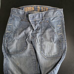 Urban D STR Men's Faded Blue Cargo Jeans Loose Fit Denim Streetwear Used