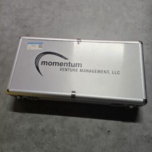Momentum Venture Aluminum Locking Briefcase Silver 18-20in Used Promo Case