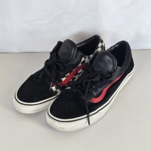 Vans Old Skool Sneakers Checkerboard Black Red Suede Canvas Used Men's Shoes