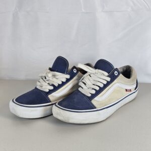 Vans Old Skool Low-Top Sneakers Navy Blue Suede Canvas Shoes Used Men's