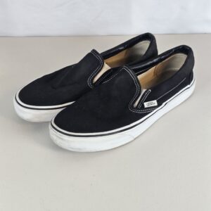 Vans Classic Slip-On Black Canvas Skate Shoes Used Casual Sneakers Men