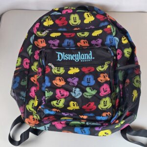 Disneyland Resort Mickey Mouse Backpack Multicolor 17" Travel Bag Used