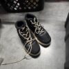 Black High-Top Canvas Sneakers Gum Sole Two-Tone Laces Streetwear Used