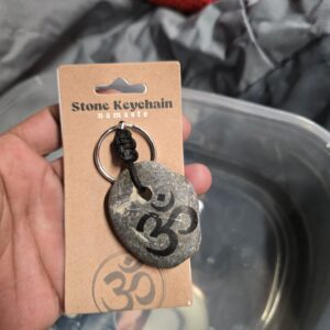 Natural Stone Om Keychain Namaste Gray Yoga Meditation Spiritual Gift Zen