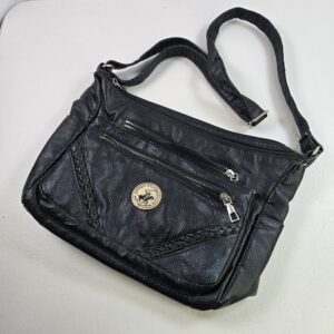 Beverly Hills Polo Club Black Faux Leather Shoulder Crossbody Bag