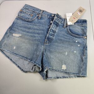 Levi’s Wedgie Fit Denim Shorts Women W31 Light Wash Distressed