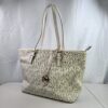 Michael Kors Signature Logo Tote Bag White Gold Hardware