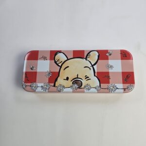 Winnie the Pooh Metal Pencil Case Red White Yellow Character Design Storage