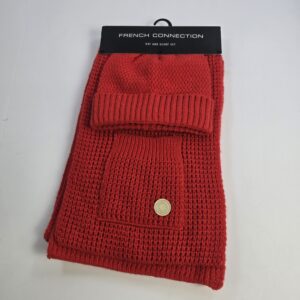 French Connection Hat and Scarf Set Red Men's Accessories