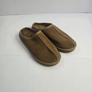 Men's Brown Suede Slip-On Slippers Indoor Shoes Fleece Lined