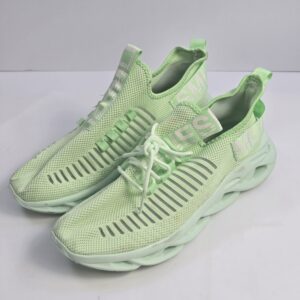 Men's Light Green Mesh Lace-Up Athletic Sneakers Rubber Sole FIRE! SMILES
