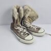 Men's Brown Suede Shearling-Lined High-Top Lace-Up Sneakers