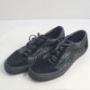 Men's Black Floral Low-Top Lace-Up Casual Sneakers