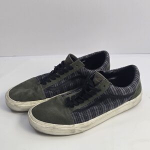 Men’s Low-Top Casual Sneakers Green Black White Lace-Up Rubber Sole