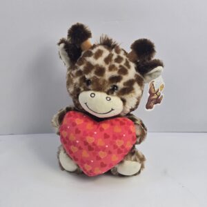Fao Schwarz Plush Giraffe Stuffed Animal Toy Holding Heart Valentines Gift