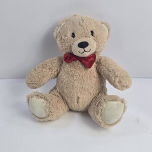 Plush Teddy Bear Stuffed Animal Toy Beige with Red Bow