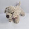 Plush Dog Stuffed Animal Soft Toy Light Beige Brown Nose Black Eyes