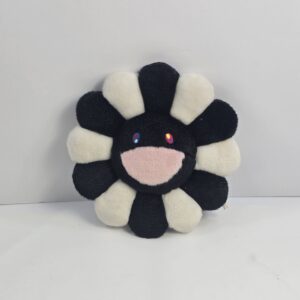 Plush Flower Stuffed Toy Black White Pink Multicolor Eyes Smile Face