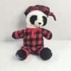 Stuffed Panda Plush Toy in Plaid Pajamas with Nightcap – Black White Red