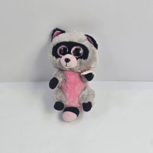 Ty Plush Raccoon Stuffed Animal Gray Pink Black Beanie Baby