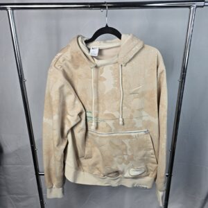 Nike Men's Beige Floral Pullover Hoodie with Zip Pocket